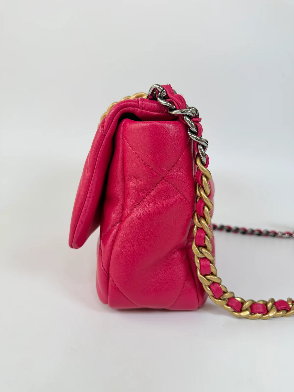 CHANEL 19 SMALL IN PINK LAMBSKIN LEATHER WITH MIXED HARDWARE