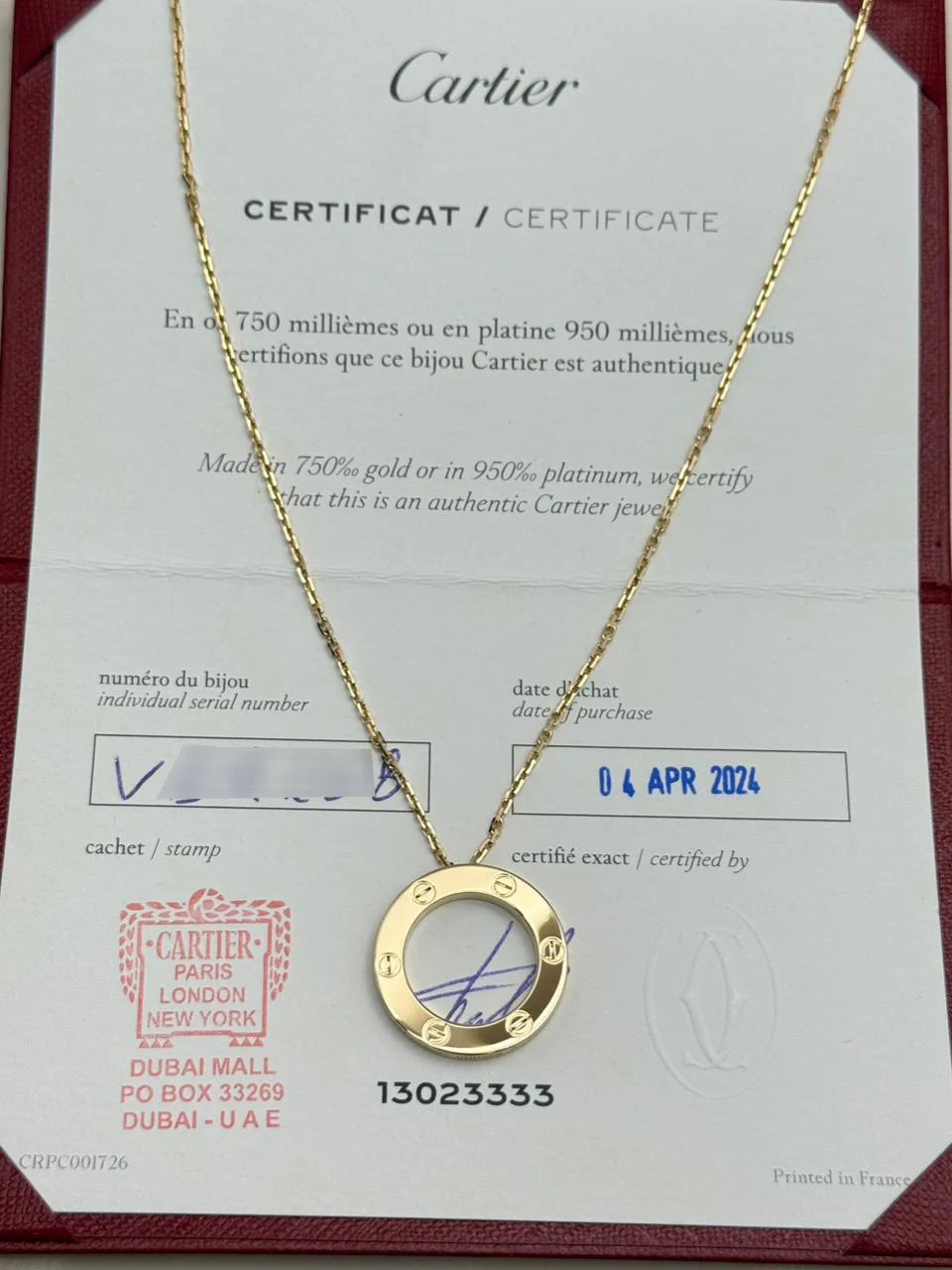 Cartier Love Necklace