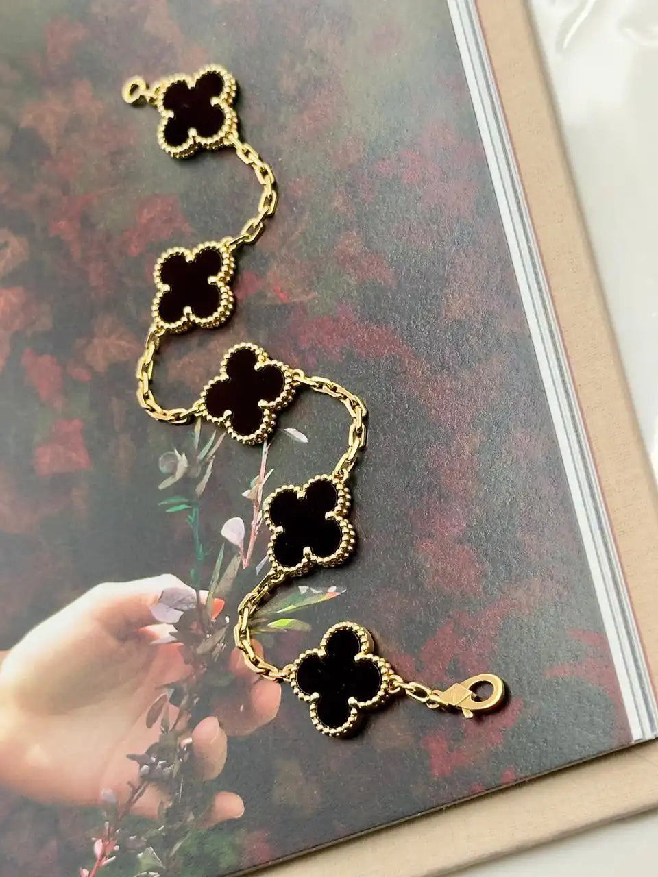 Van Cleef And Arpels Vintage Alhambra Bracelet 5 Motifs Onyx
