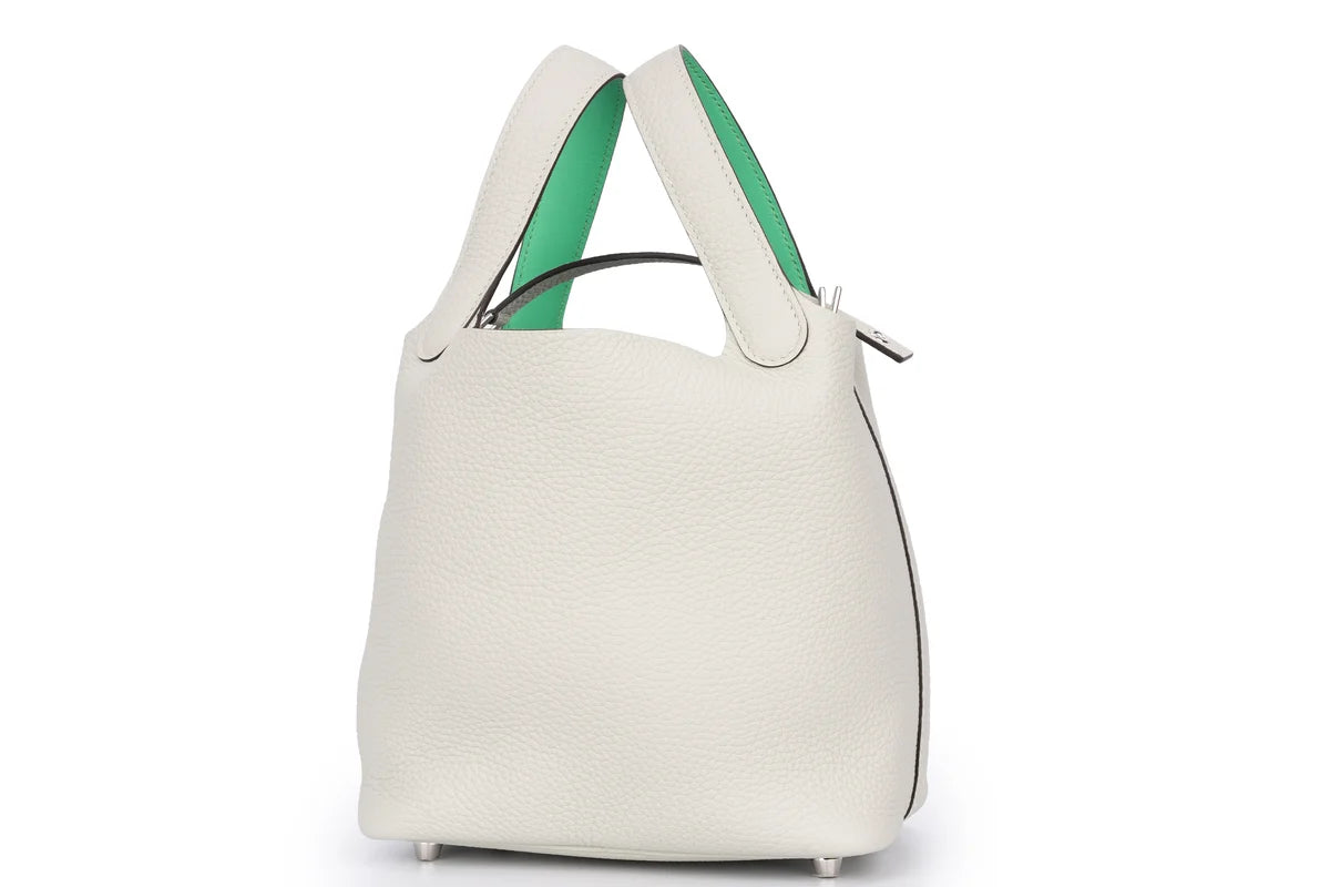 Hermès Picotin 18 Clemence Gris Neve Verso Menthe PHW