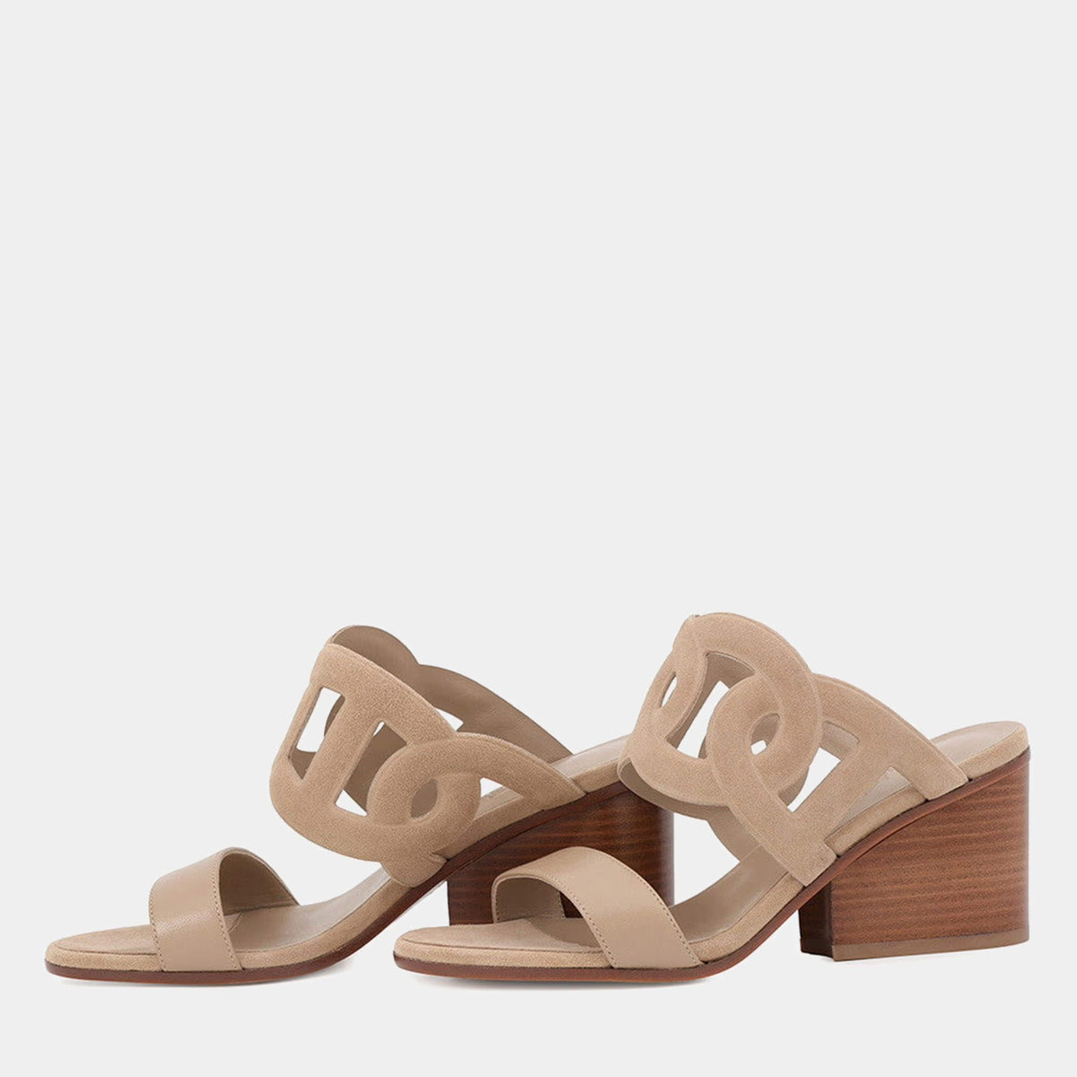 Hermes Sandals Lipari 70 Beige Camel Chevre Leather Velour Size 36