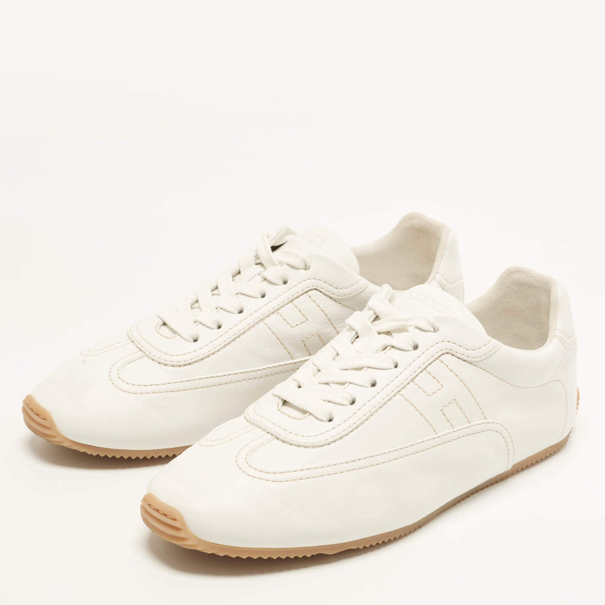 Hermès Master Size 39.5 White Leather Veau Souple Low Top Sneakers