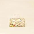 Christian Dior Beige Oblique Floral Boston Bag