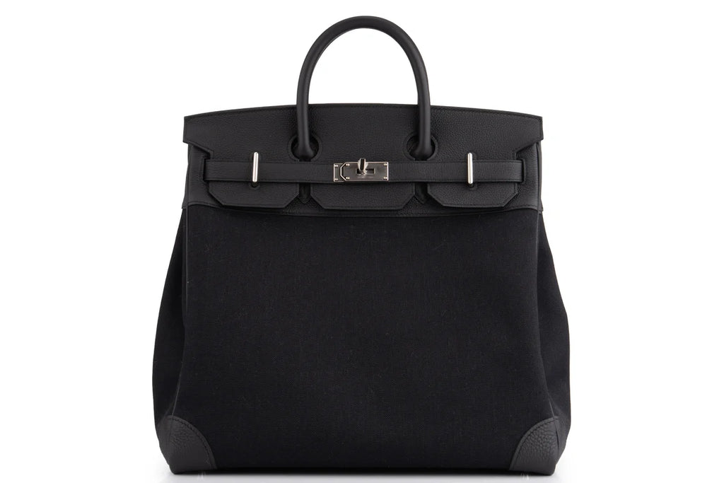 Hermès Hac 40 Military Canvas / Togo Noir PHW