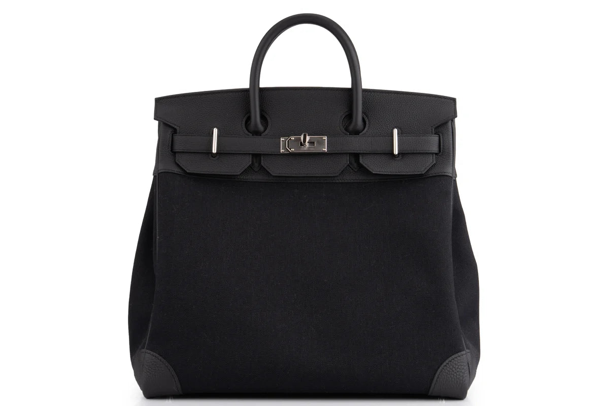 Hermès Hac 40 Military Canvas / Togo Noir PHW