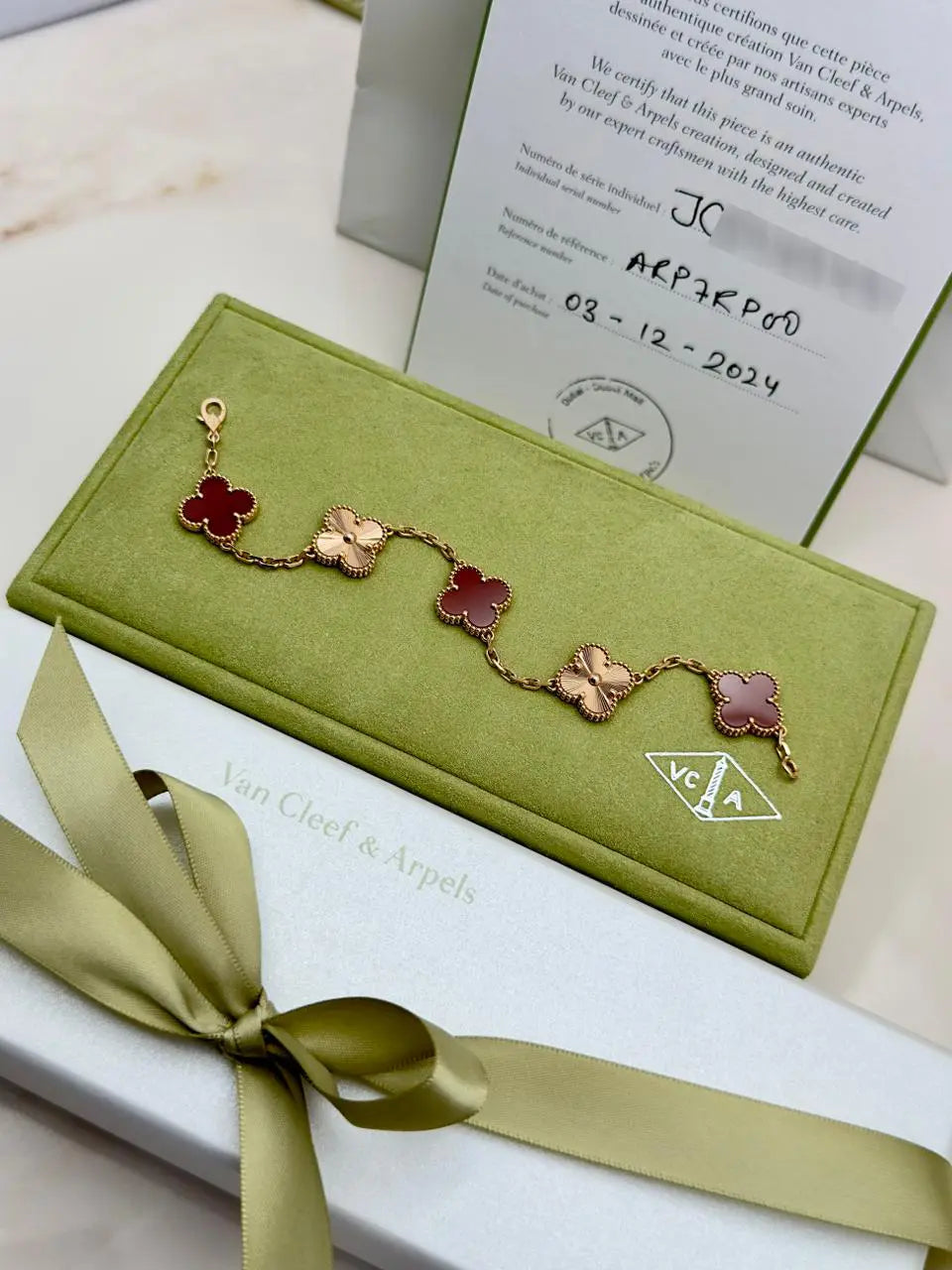 Van Cleef & Arpels Vintage Alhambra Bracelet Carnelian