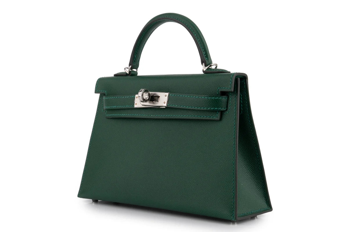 Hermès Mini Kelly Veau Madame Vert Moyen PHW