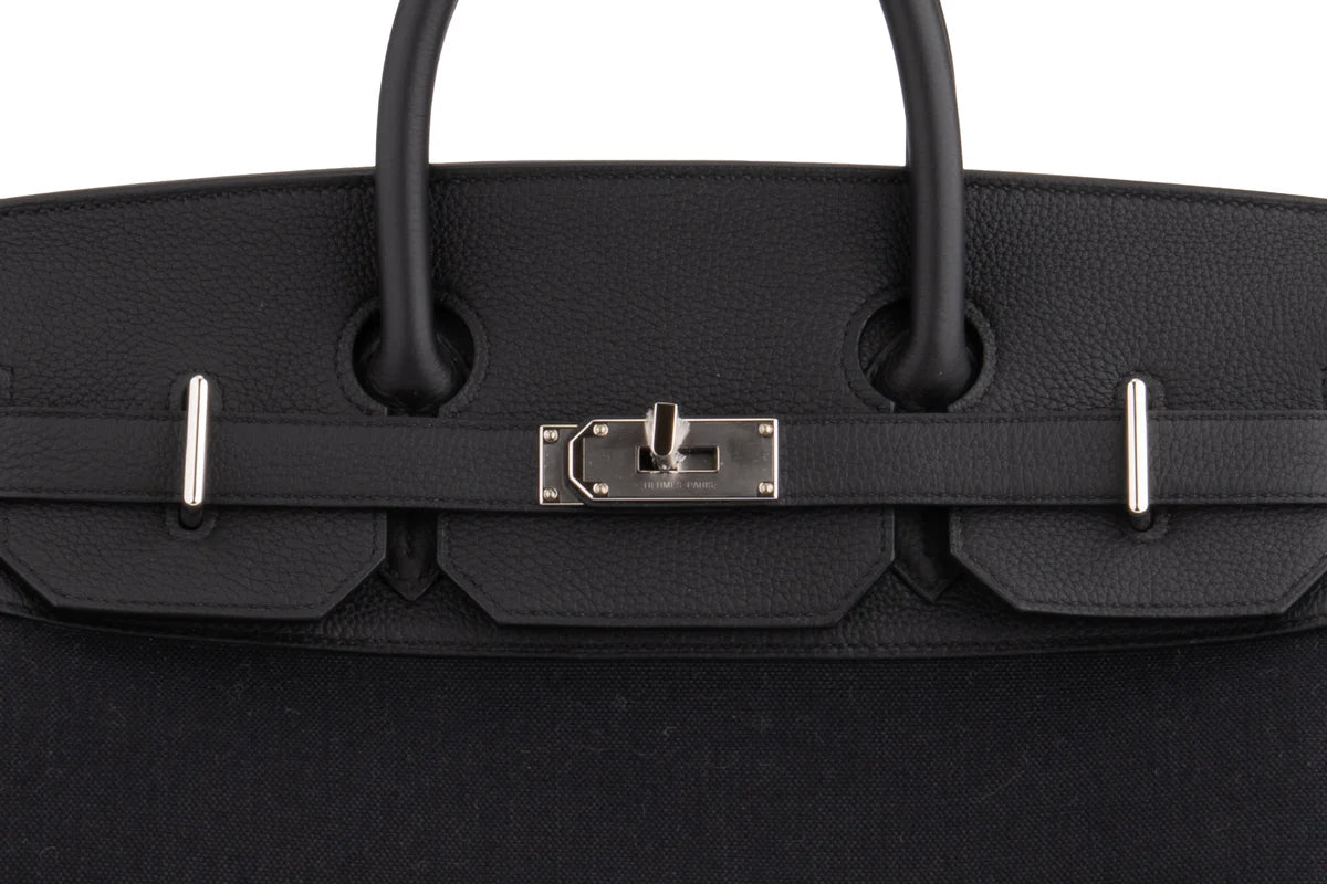 Hermès Hac 40 Military Canvas / Togo Noir PHW