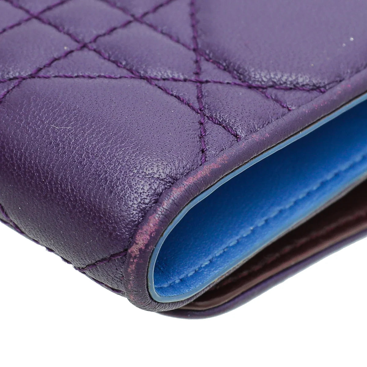 Christian Dior Tricolor Lady Dior Trifold Small Wallet