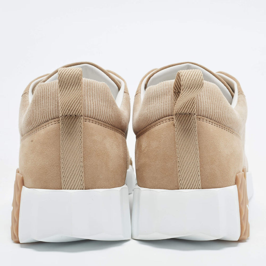Hermes Bouncing Size 39 Beige Suede and Corduroy Low Top Sneakers