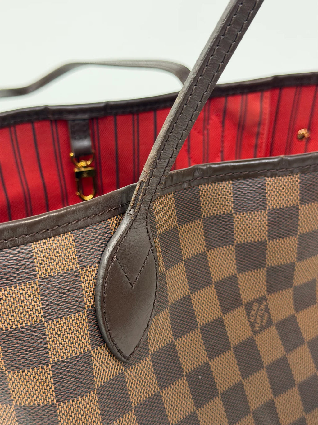 LOUIS VUITTON NEVERFULL MM IN DAMIER EBENE CANVAS GOLD HARDWARE