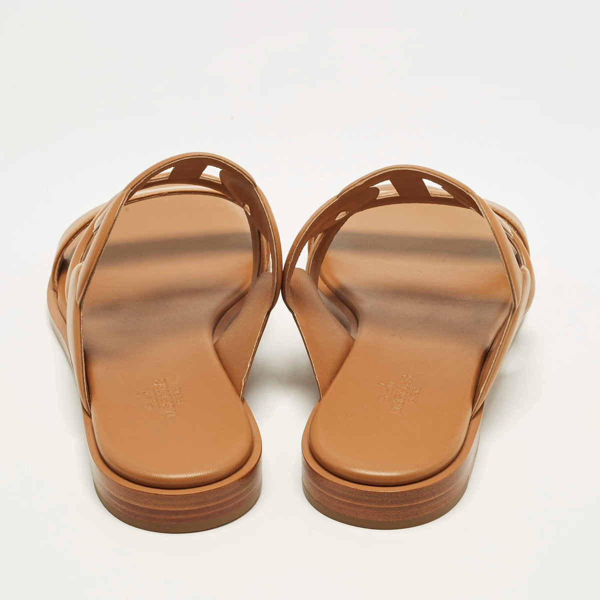 Hermes Lagune Size 39 Brown Leather Flat Slide