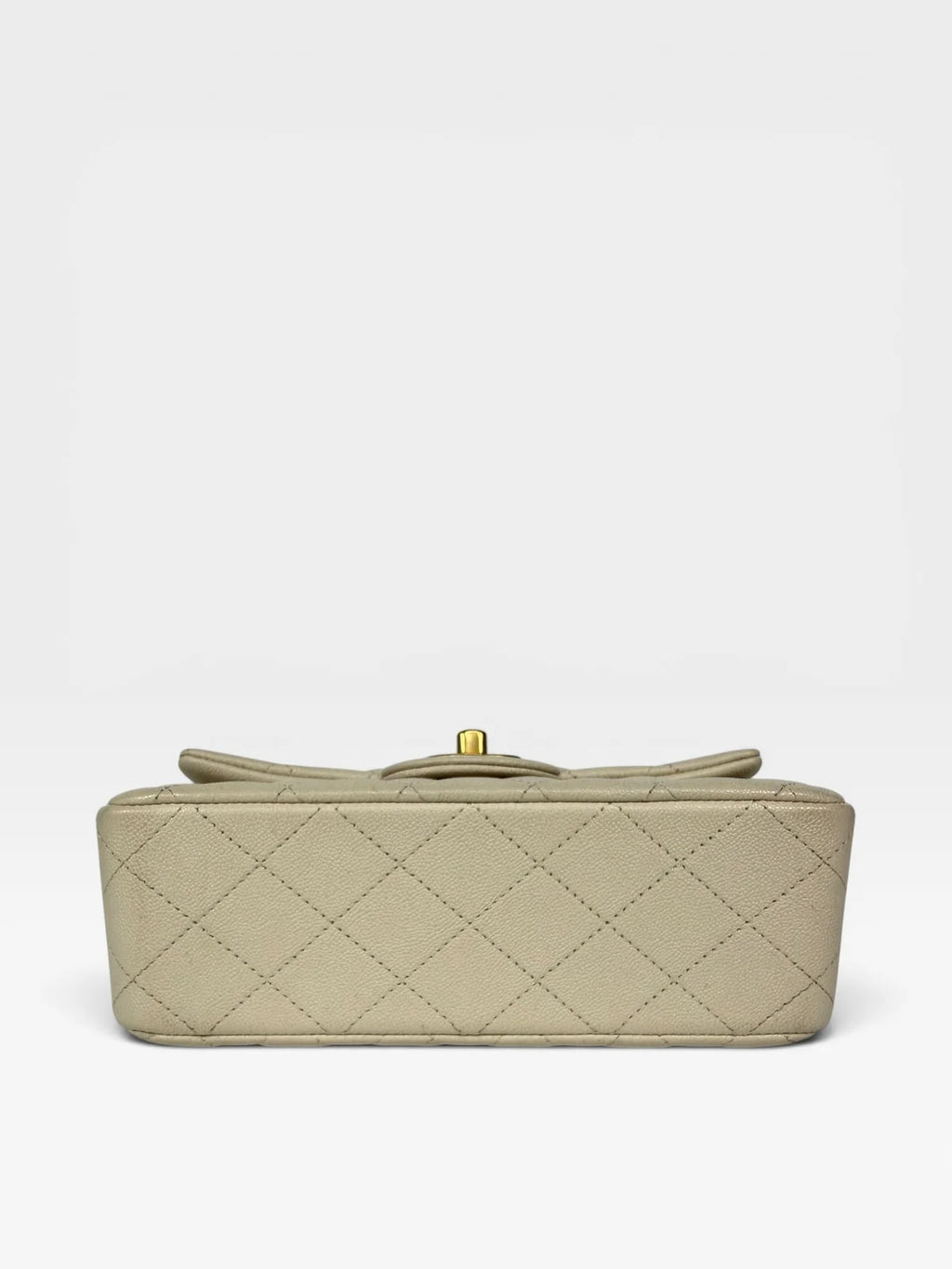 CHANEL MINI RECTANGLE TOP HANDLE IN CREAM CAVIAR LEATHER WITH AGED GOLD HARDWARE