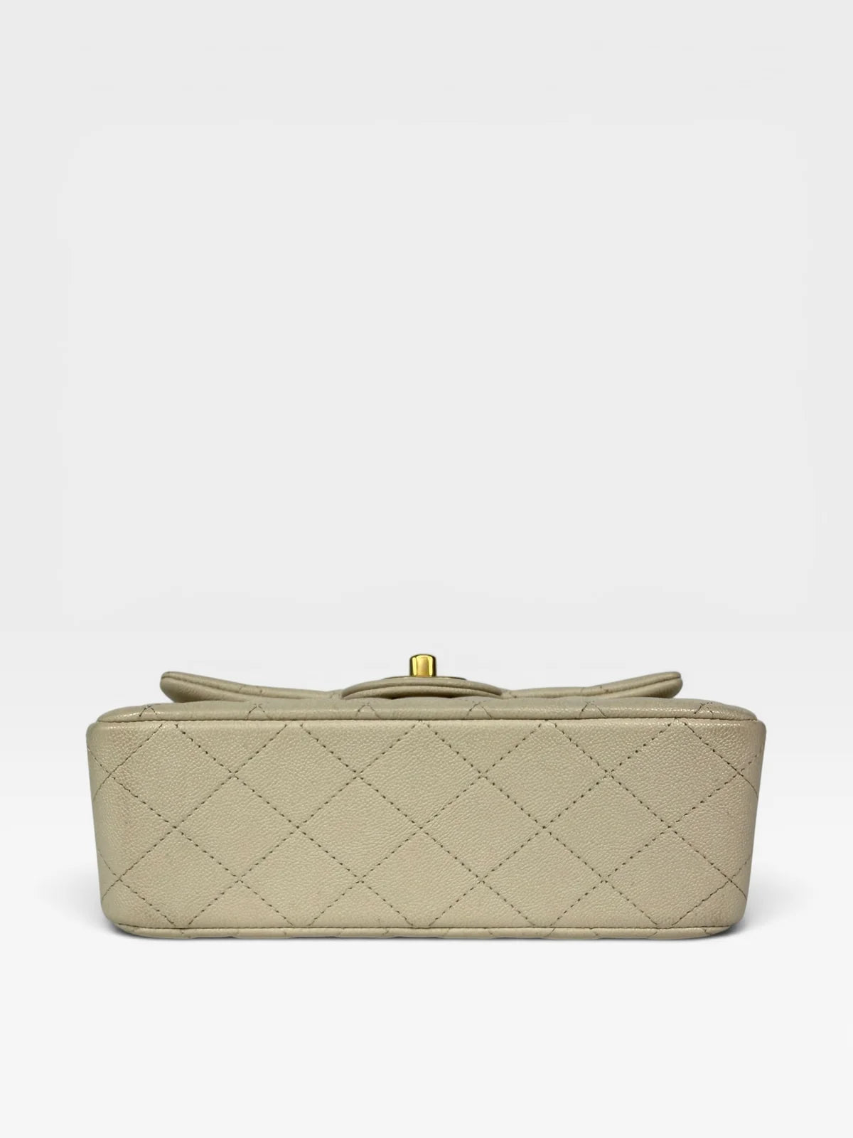 CHANEL MINI RECTANGLE TOP HANDLE IN CREAM CAVIAR LEATHER WITH AGED GOLD HARDWARE