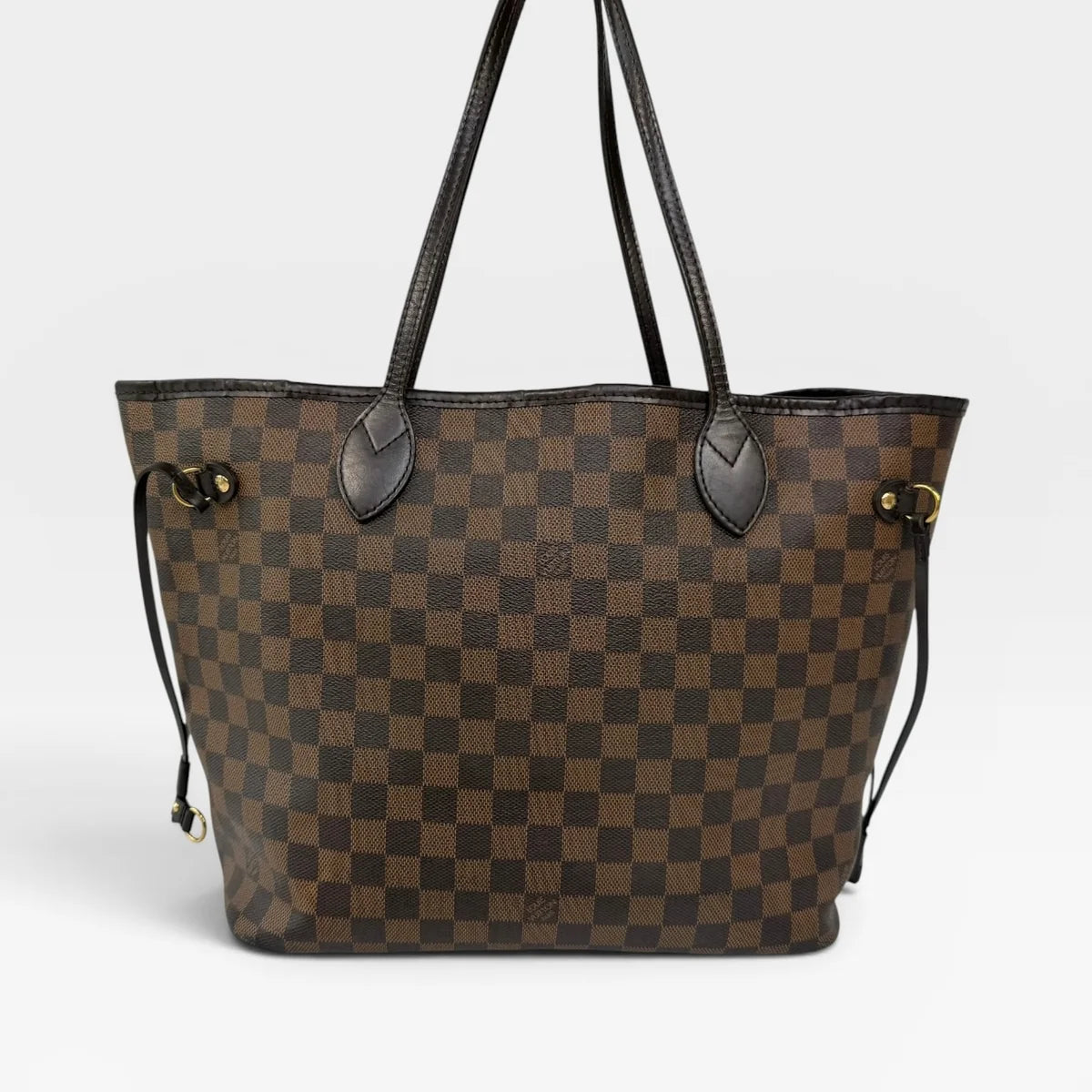LOUIS VUITTON NEVERFULL MM IN DAMIER EBENE CANVAS GOLD HARDWARE