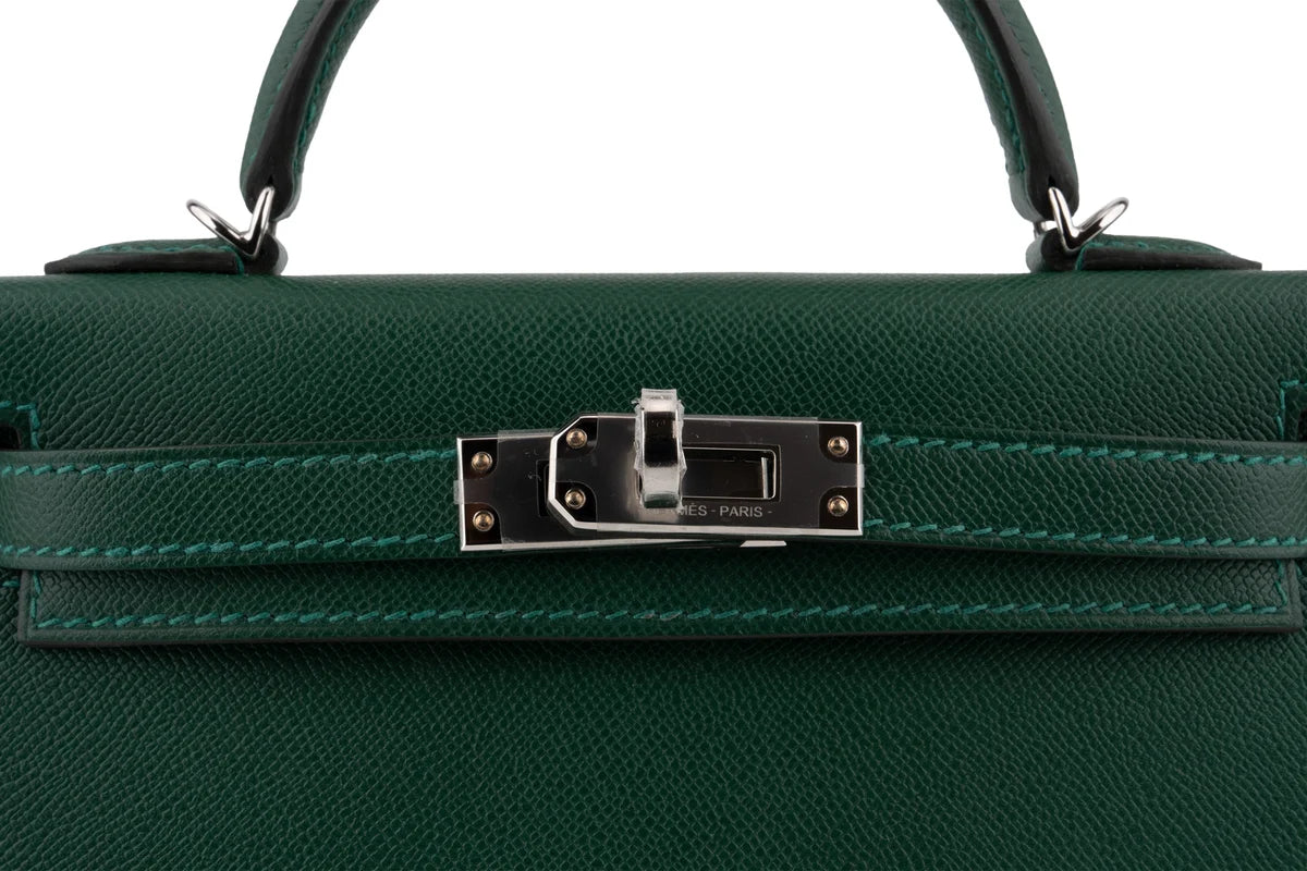 Hermès Mini Kelly Veau Madame Vert Moyen PHW
