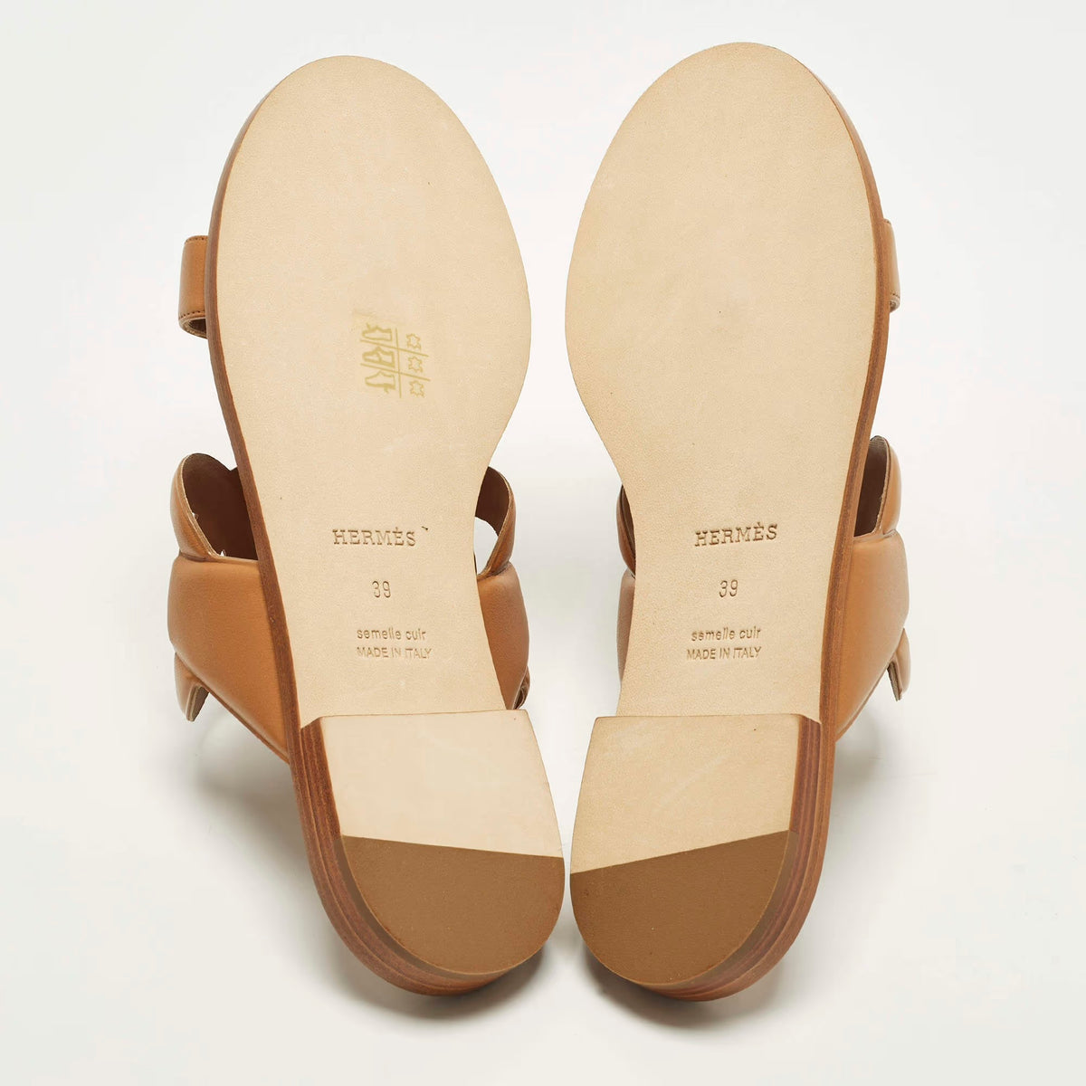Hermes Lagune Size 39 Brown Leather Flat Slide