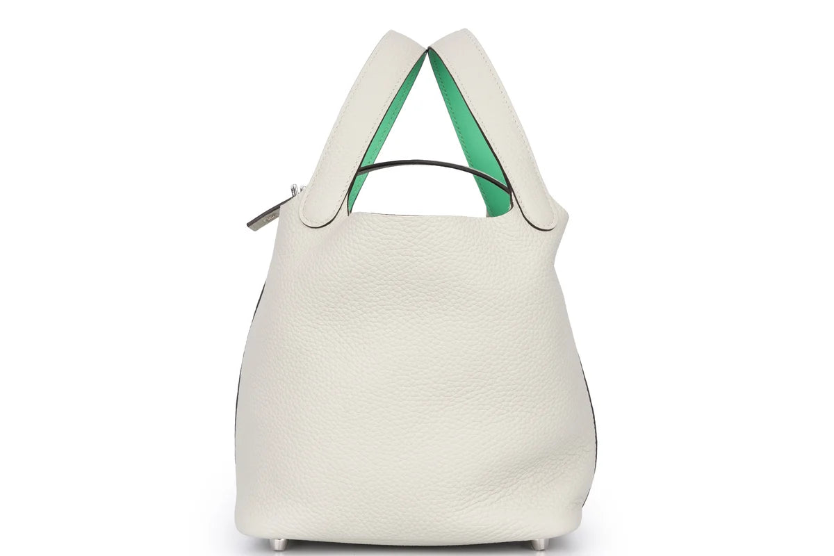 Hermès Picotin 18 Clemence Gris Neve Verso Menthe PHW