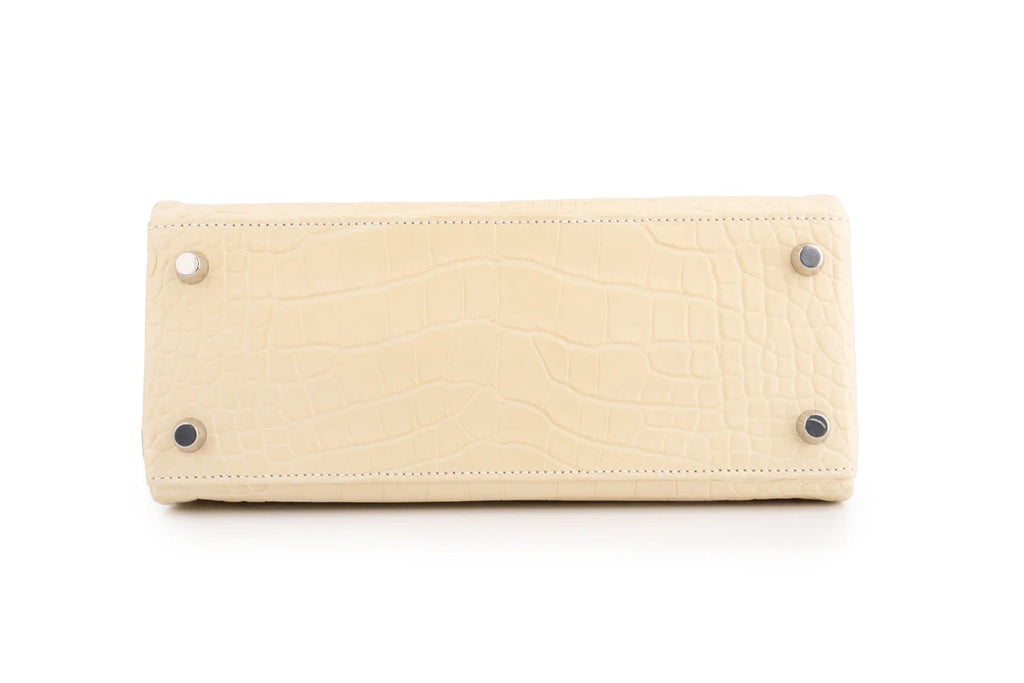 Hermès Kelly 25 Retourne Matt Alligator Missi Vanille / Gris BPHW