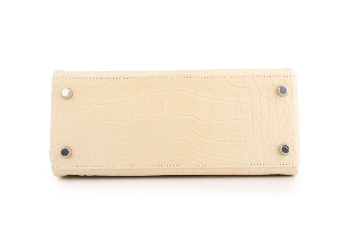 Hermès Kelly 25 Retourne Matt Alligator Missi Vanille / Gris BPHW