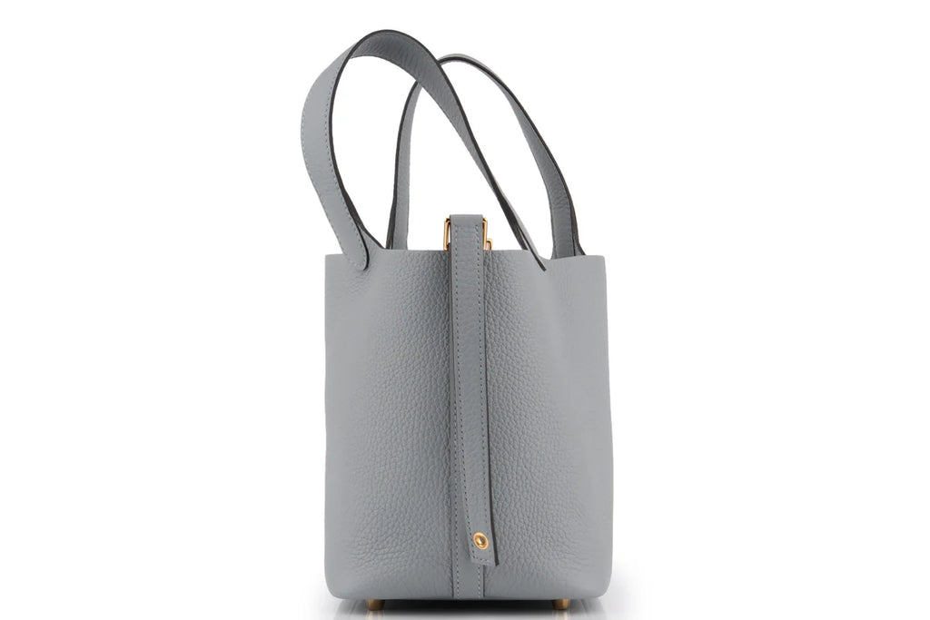 Hermès Picotin 18 Clemence Gris Pantin GHW