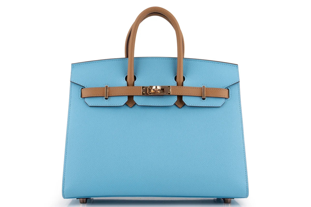 Hermès Birkin 25 HSS Sellier Epsom Bleu Celeste/Biscuit RGHW