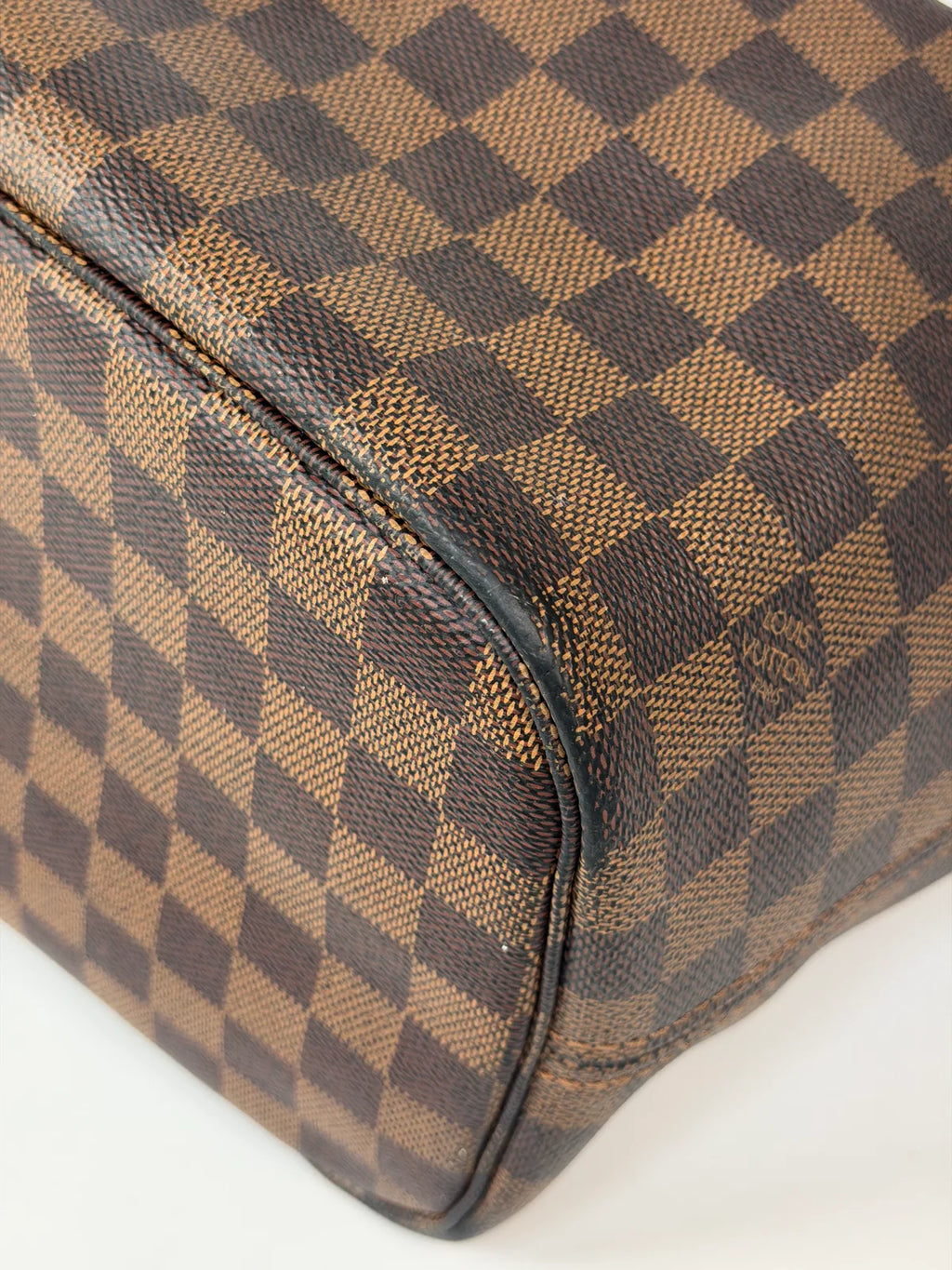 LOUIS VUITTON NEVERFULL MM IN DAMIER EBENE CANVAS GOLD HARDWARE