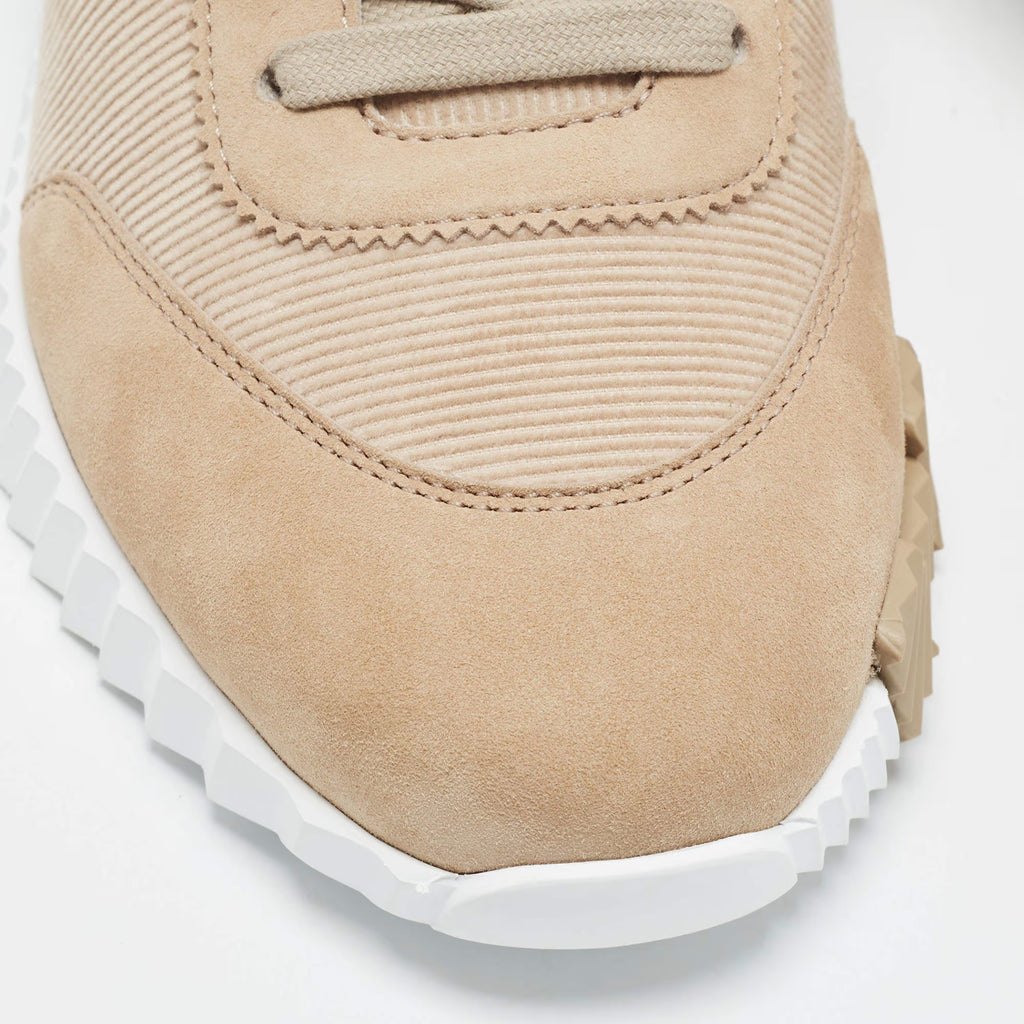 Hermes Bouncing Size 39 Beige Suede and Corduroy Low Top Sneakers