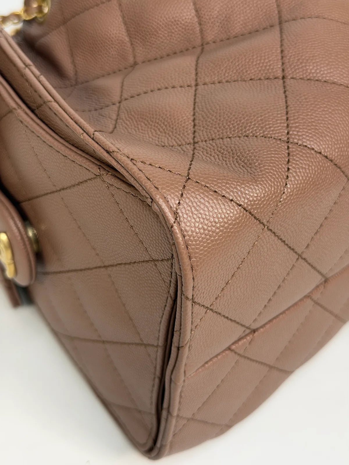 CHANEL 25 SMALL IN BROWN CAVIAR LEATHER WITH GOLD HARDWARE