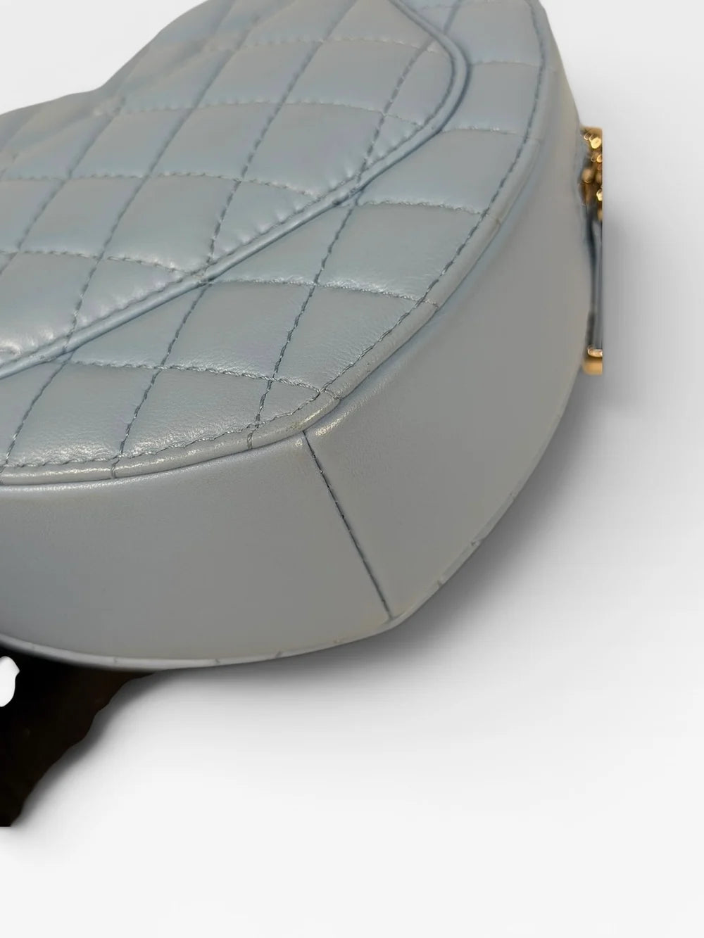 CHANEL HEART BAG LARGE IN BLUE LAMBSKIN LEATHER WITH PALE GOLD HARDWARE