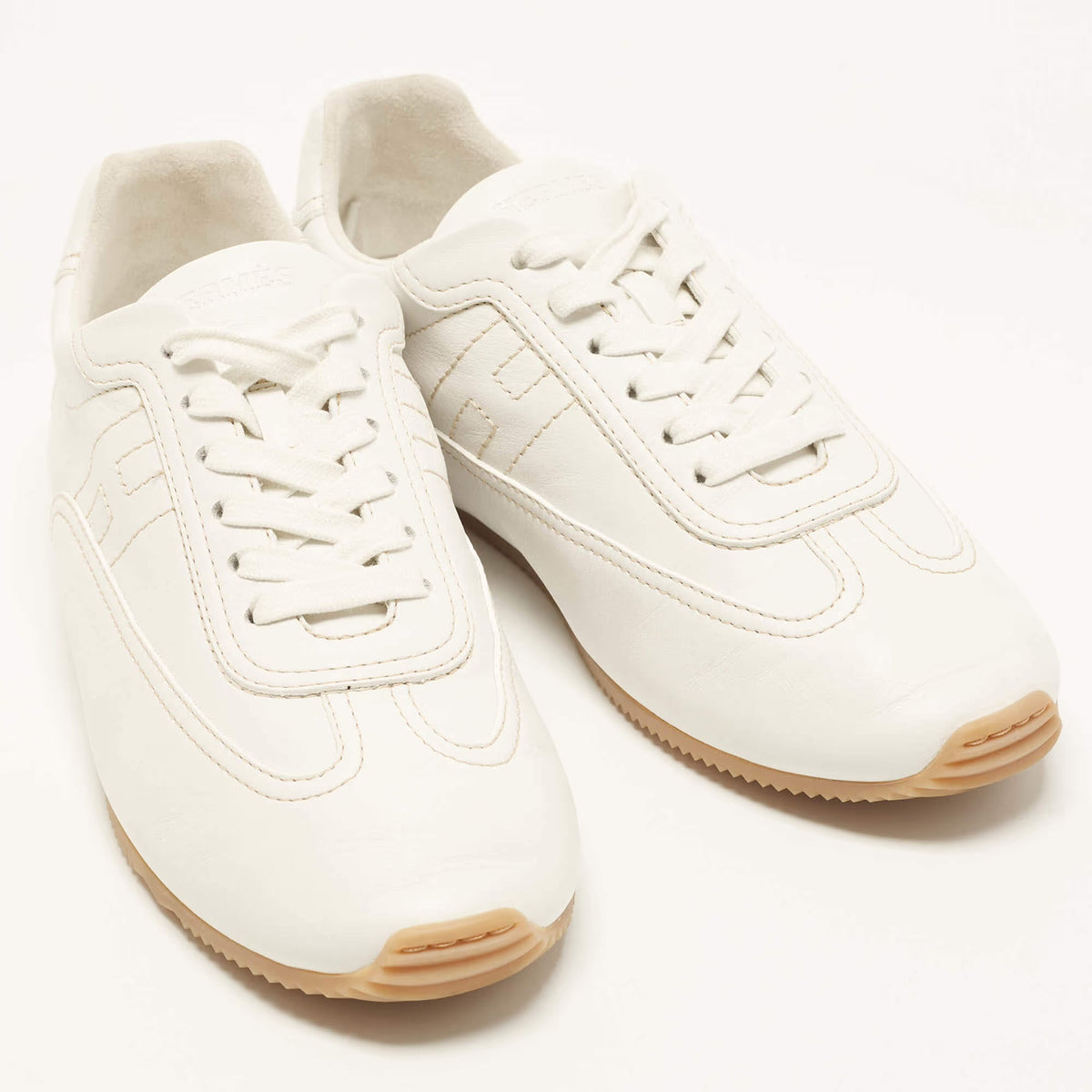 Hermès Master Size 39.5 White Leather Veau Souple Low Top Sneakers