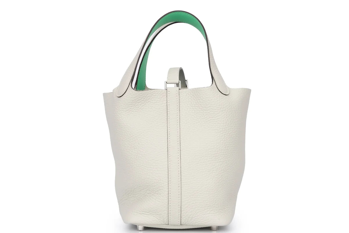Hermès Picotin 18 Clemence Gris Neve Verso Menthe PHW