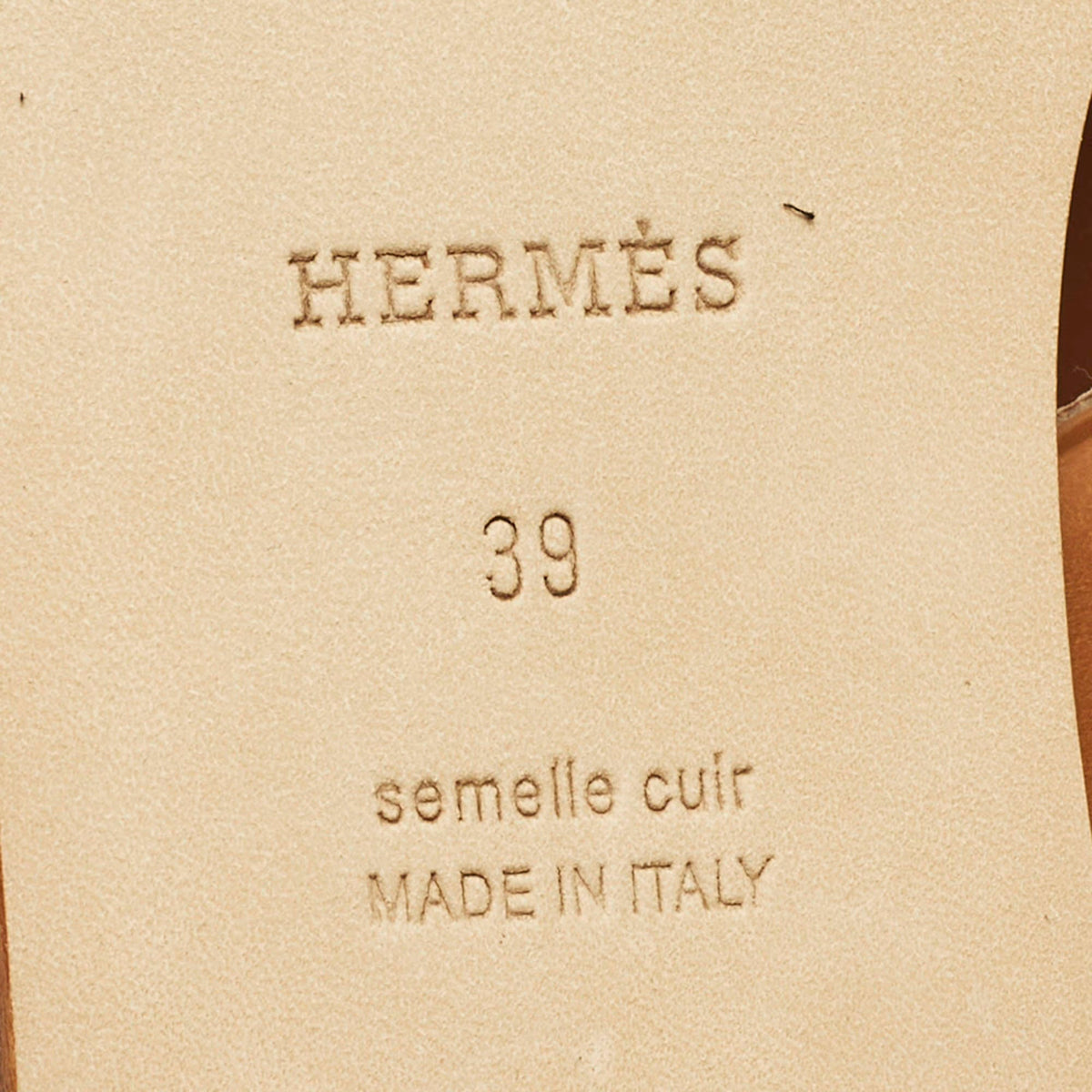 Hermes Lagune Size 39 Brown Leather Flat Slide