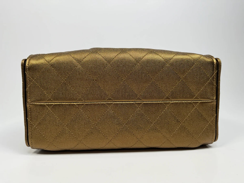 CHANEL 25 SMALL IN METALLIC BRONZE CAVIAR LEATHER WITH GHW