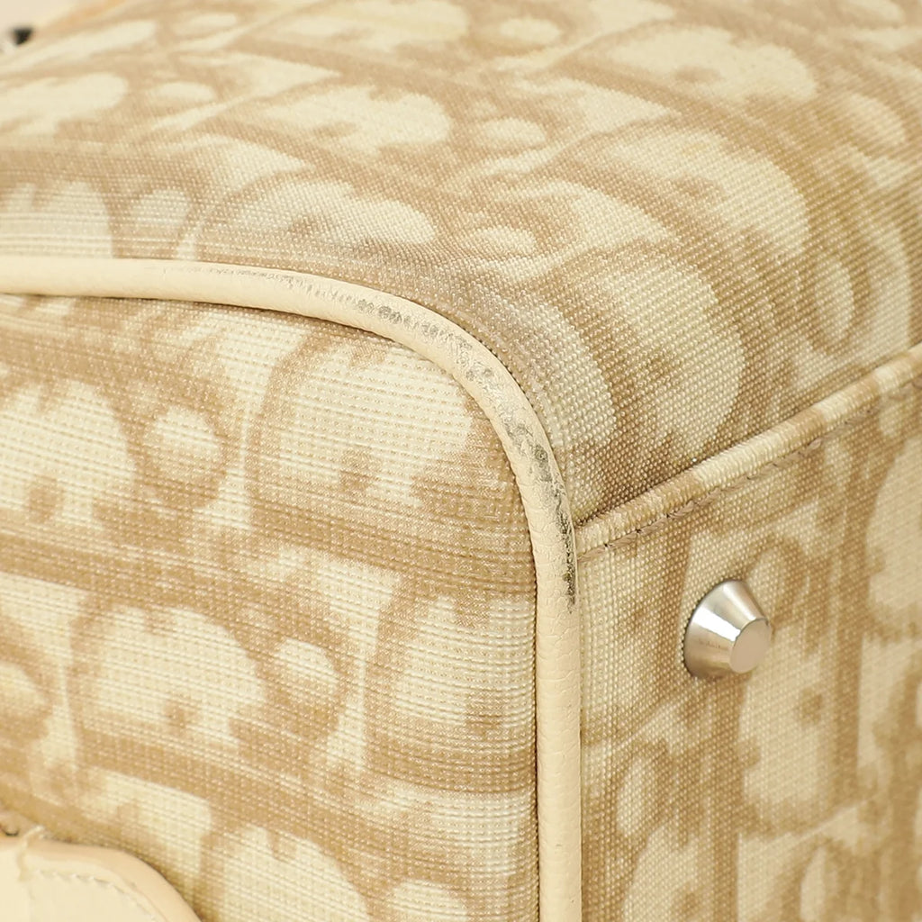 Christian Dior Beige Oblique Floral Boston Bag