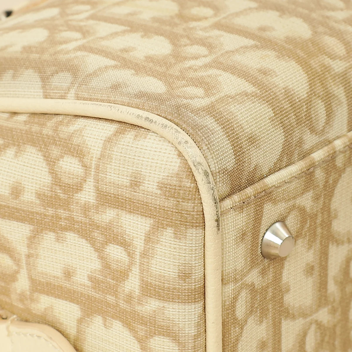 Christian Dior Beige Oblique Floral Boston Bag