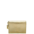 Christian Dior Metallic Champaign Micro Cannage Lady DIor Card Case