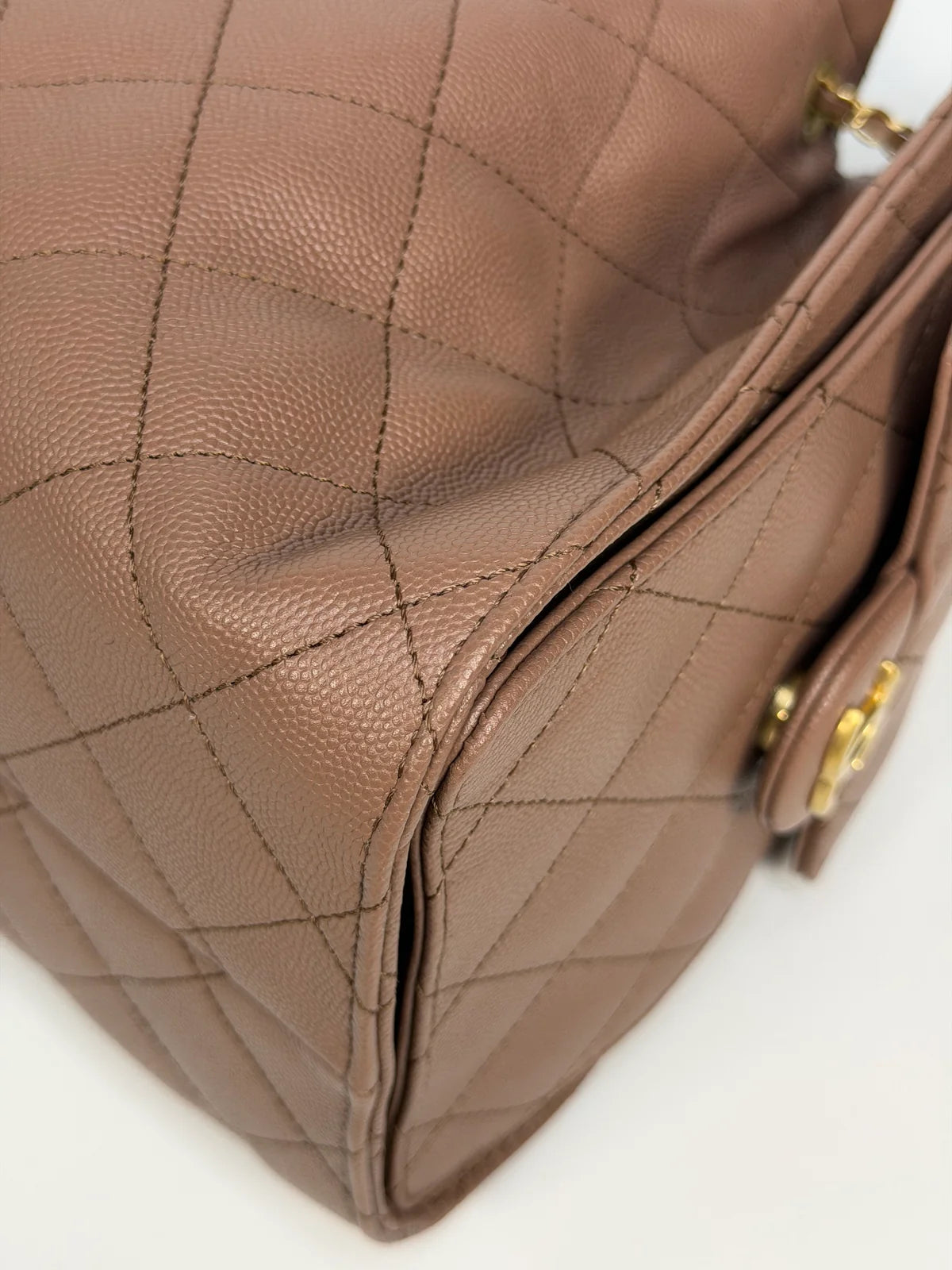 CHANEL 25 SMALL IN BROWN CAVIAR LEATHER WITH GOLD HARDWARE