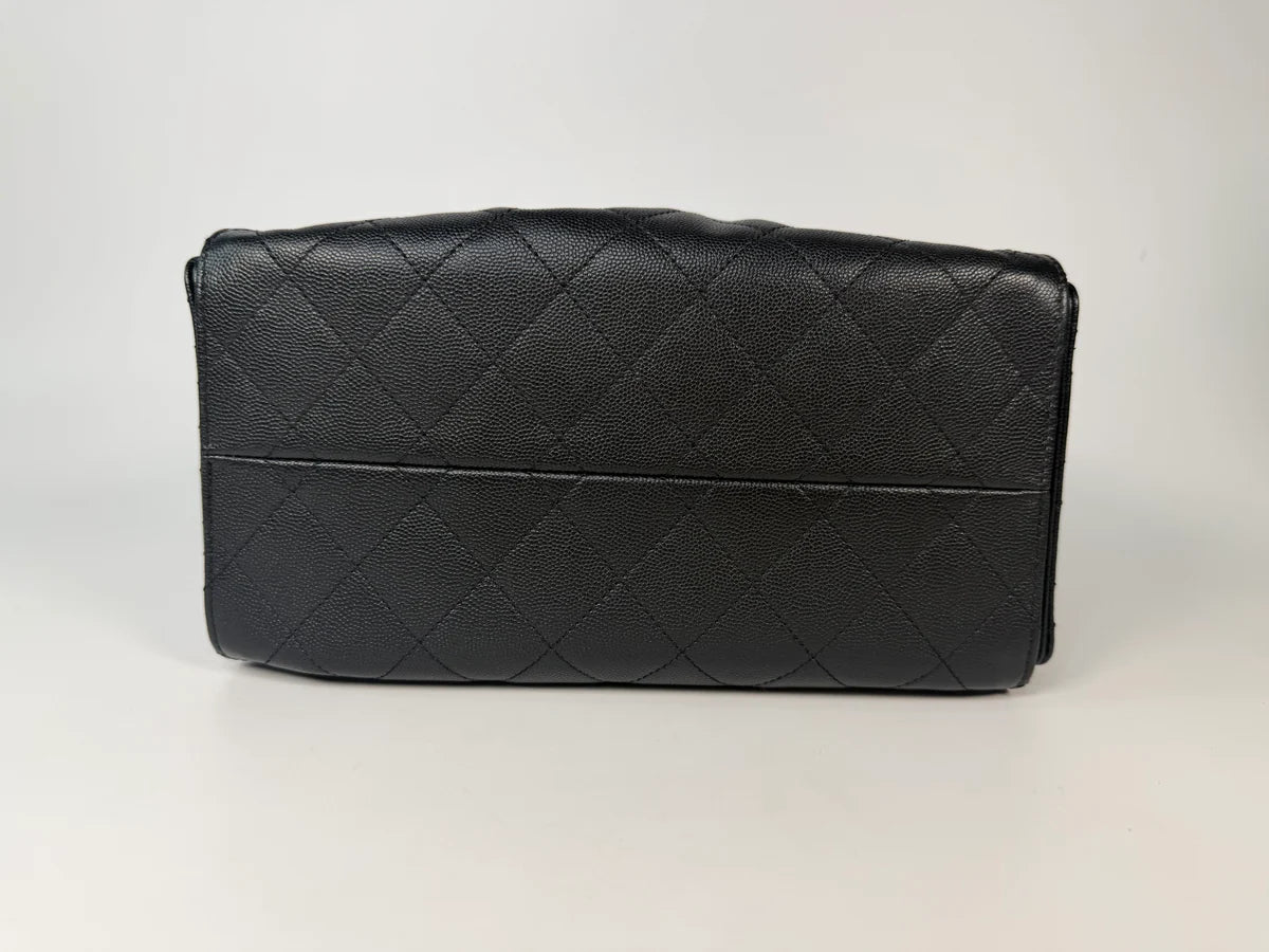 CHANEL 25 SMALL IN BLACK CAVIAR LEATHER WITH GOLD HARDWARE