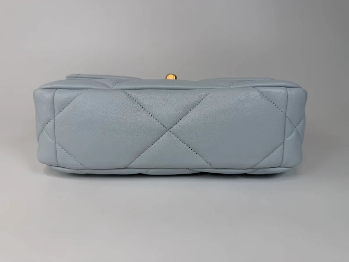 CHANEL 19 SMALL IN BLUE LAMBSKIN LEATHER WITH MIXED HARDWARE
