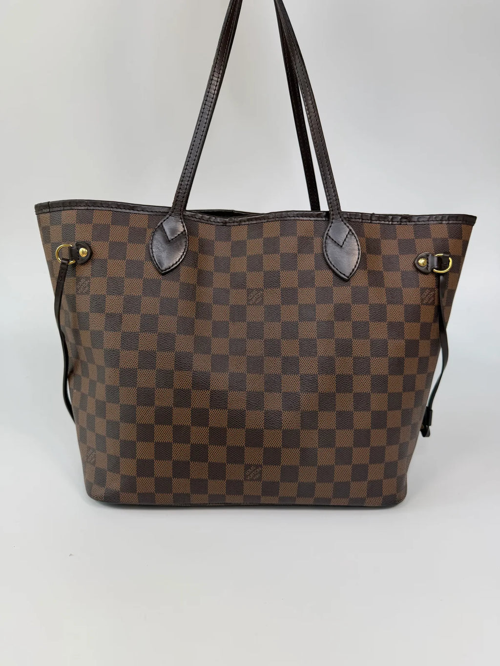 LOUIS VUITTON NEVERFULL MM IN DAMIER EBENE CANVAS GOLD HARDWARE