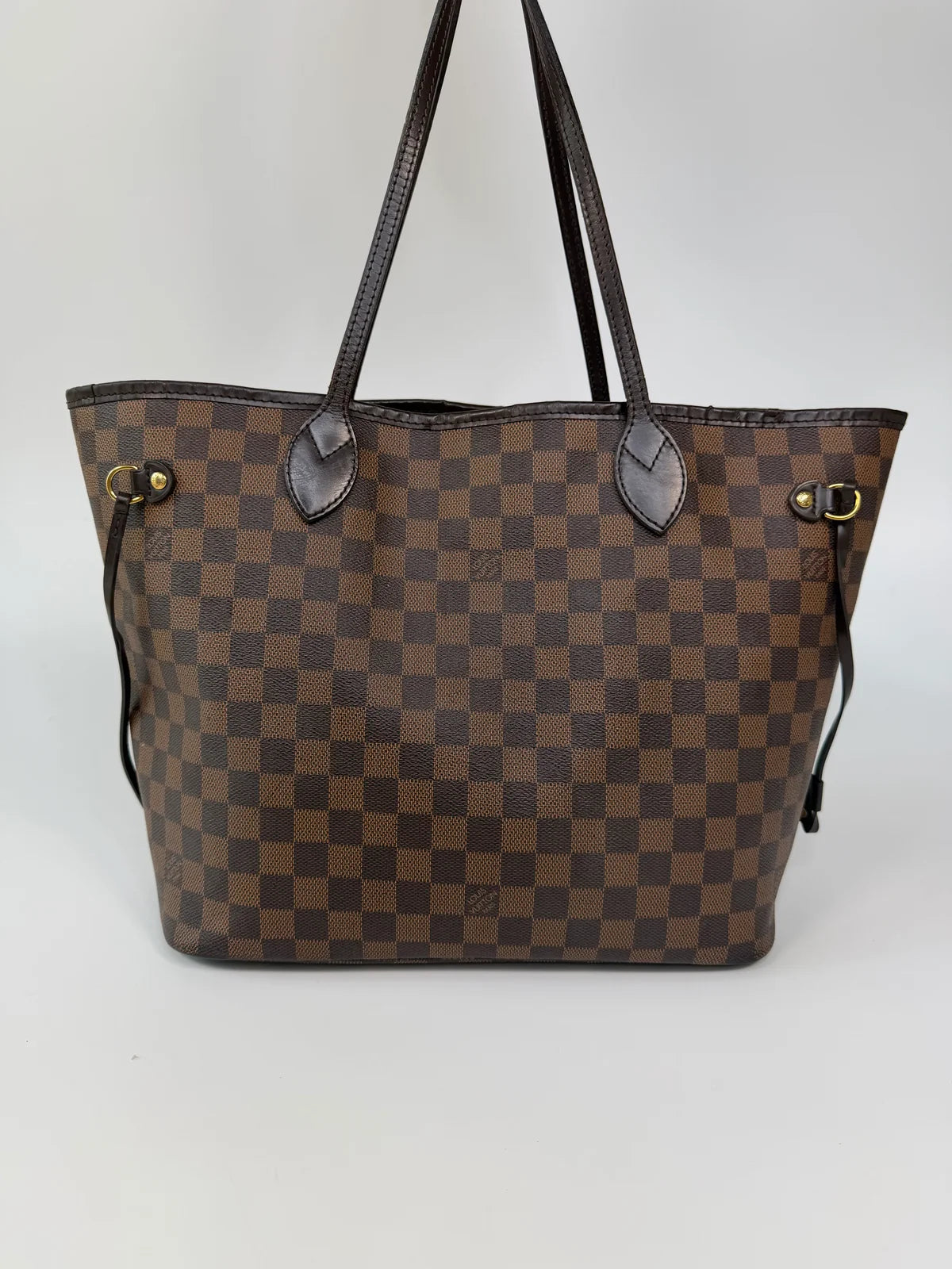LOUIS VUITTON NEVERFULL MM IN DAMIER EBENE CANVAS GOLD HARDWARE