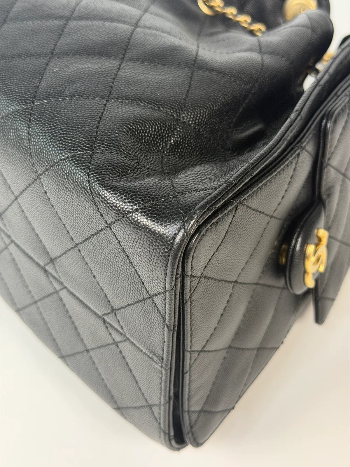 CHANEL 25 SMALL IN BLACK CAVIAR LEATHER WITH GOLD HARDWARE