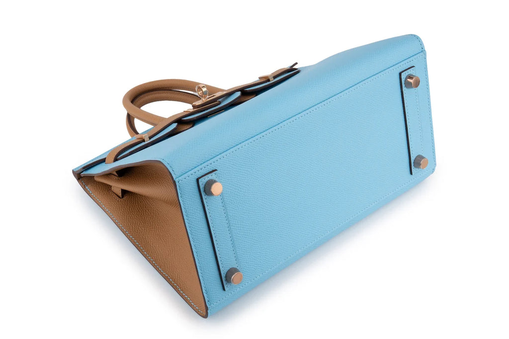 Hermès Birkin 25 HSS Sellier Epsom Bleu Celeste/Biscuit RGHW