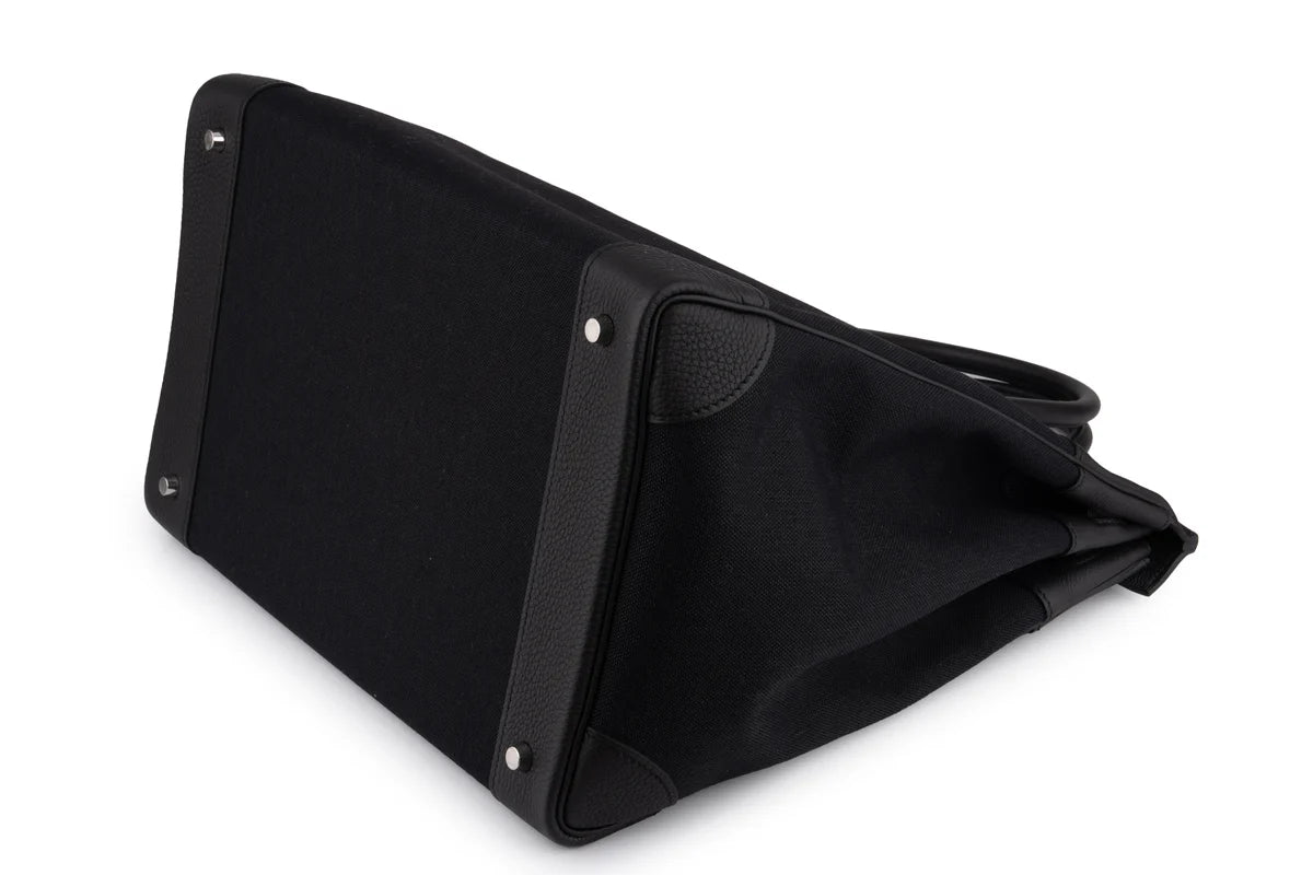 Hermès Hac 40 Military Canvas / Togo Noir PHW