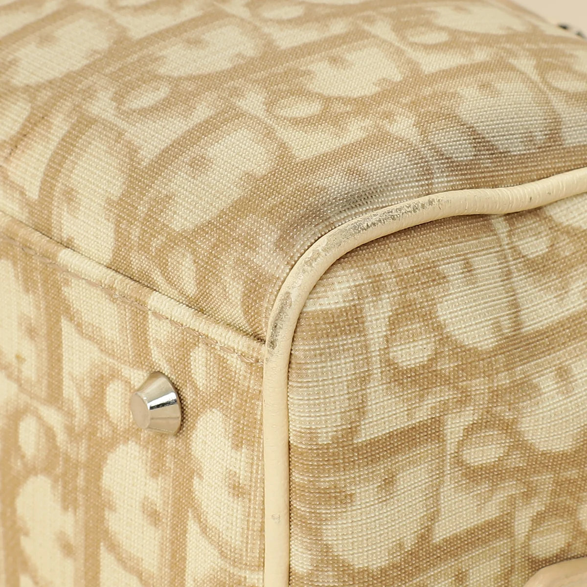 Christian Dior Beige Oblique Floral Boston Bag