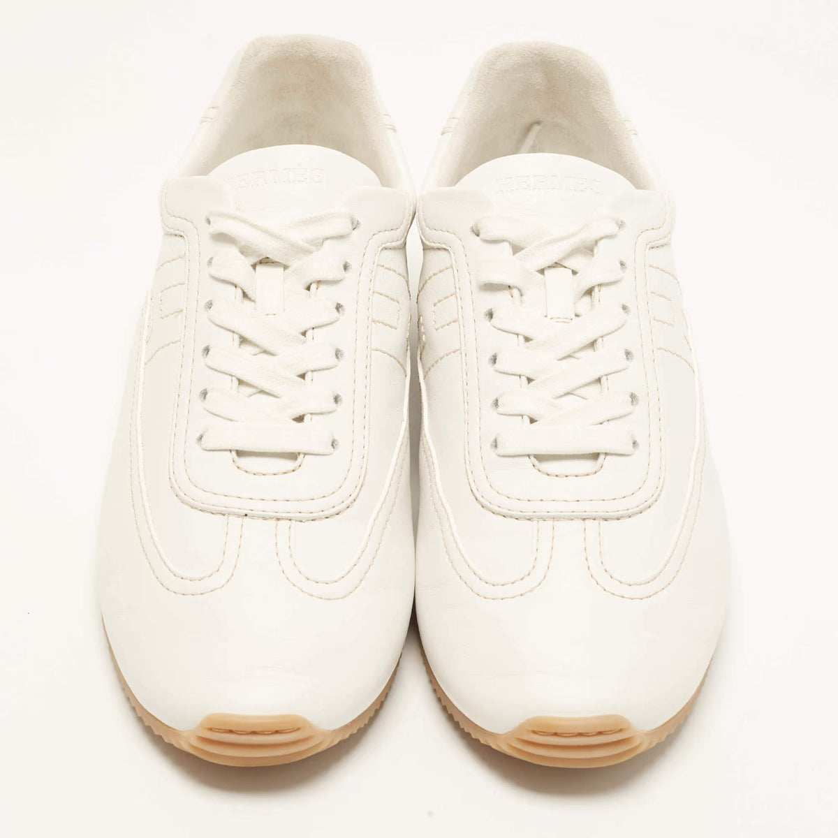 Hermès Master Size 39.5 White Leather Veau Souple Low Top Sneakers