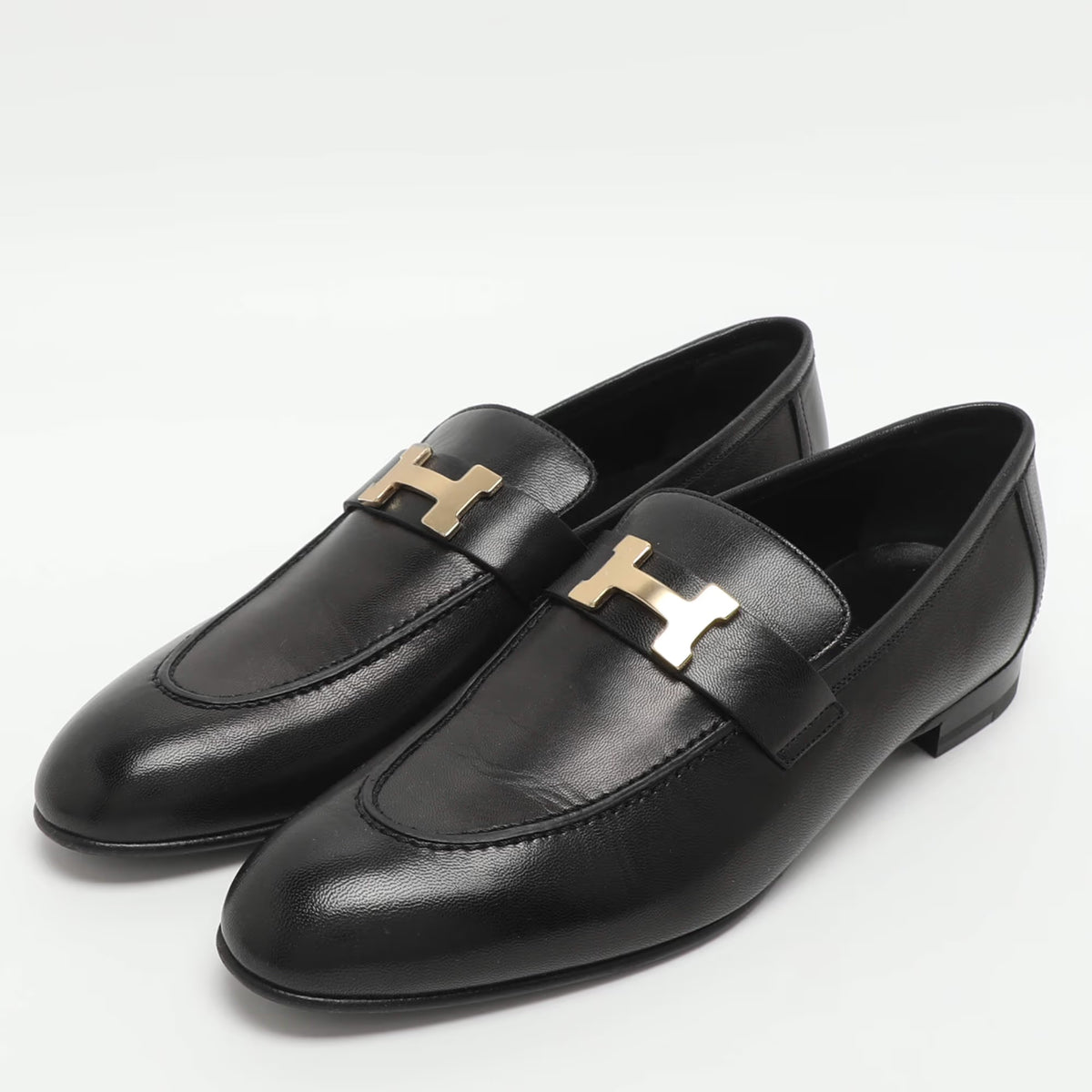 Hermes Paris Size 41 Black Leather Loafers