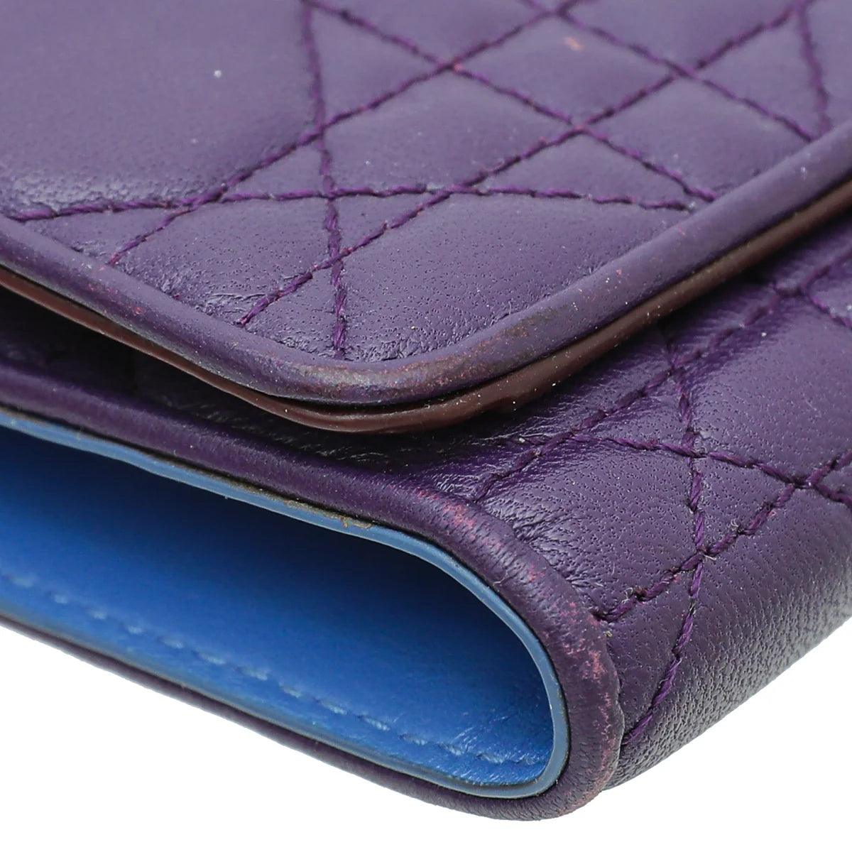 Christian Dior Tricolor Lady Dior Trifold Small Wallet
