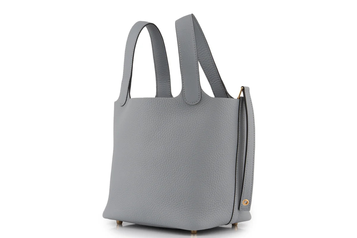 Hermès Picotin 18 Clemence Gris Pantin GHW